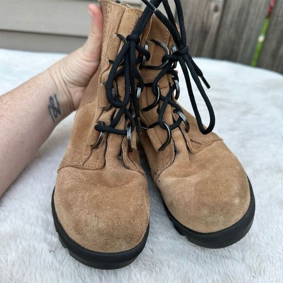 Sorel Girls' Wedge Boots Size 1 Brown Waterproof Suede Lace Up - Picture 6 of 9